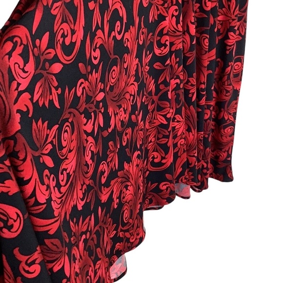 Peter Nygard Red/Black Print Sleeveless Ruched Waist V-Neck Dress in Size 16 - Picture 5 of 14